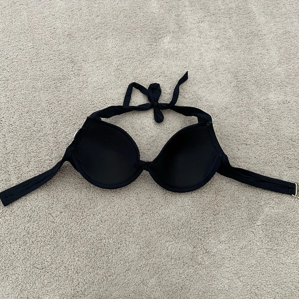 Animal Print Black & White Two Piece Bikini-Underwire Halter Top Hipster Bottoms